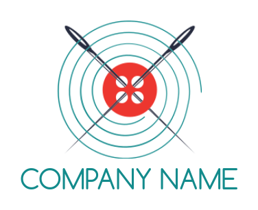make an apparel logo button with crossed needles and thread around 