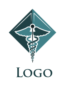 medical logo template caduceus in rhombus - logodesign.net