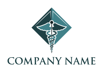 medical logo template caduceus in rhombus - logodesign.net