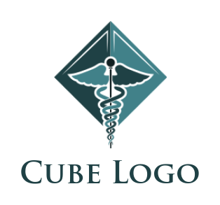 medical logo template caduceus in rhombus - logodesign.net