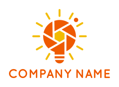 Create a photography logo of camera lens bulb 