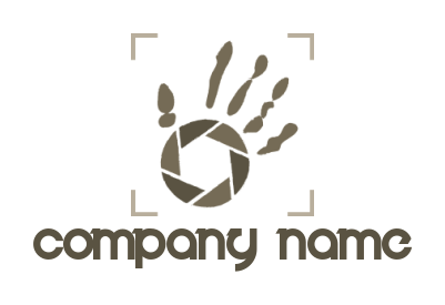 photography logo camera lens forming hand print