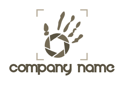 photography logo icon camera lens forming hand print - logodesign.net