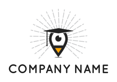 design an education logo camera lens in location pin with graduate hat