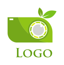 photography logo camera lens in camera leaves