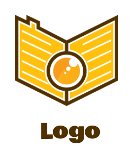 make a photography logo camera lens with book 