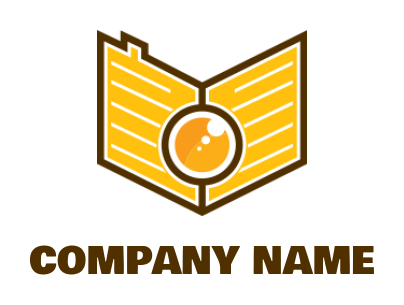 make a photography logo camera lens with book 