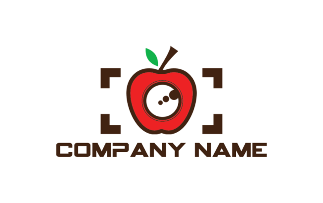 create a photography logo camera lens inside apple - logodesign.net