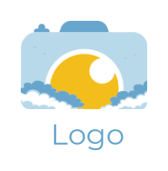 make a photography logo camera made of sun sky and clouds
