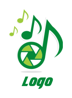 media logo icon camera shutter inside music note