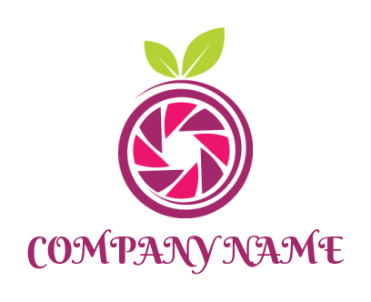 photography logo camera shutter in orange leaf