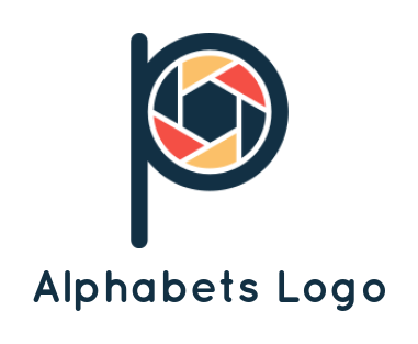 Letter P logo icon with camera shutter