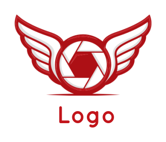 photography logo of camera shutter with wings