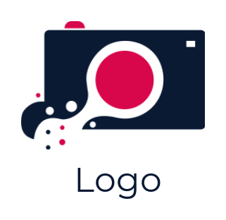 photography logo camera with lens and dots 