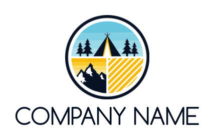 create a travel logo camp and mountain traveling