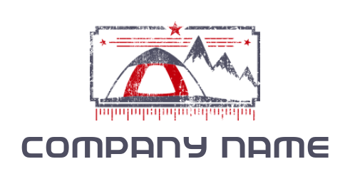 Travel logo camp tent snow mountains scale mark