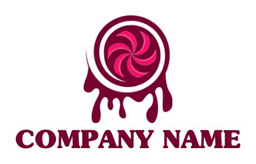 generate a food logo of candy spiral with drops