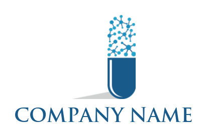 pharmacy logo maker capsule with molecules - logodesign.net