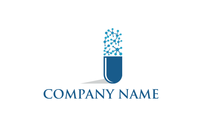 pharmacy logo maker capsule with molecules - logodesign.net