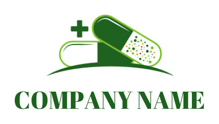 pharmacy logo icon of capsules with cross sign