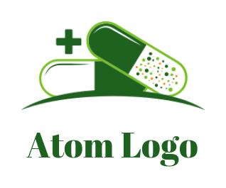 pharmacy logo icon of capsules with cross sign