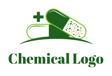 pharmacy logo icon of capsules with cross sign