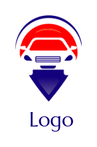 auto logo negative space car in map pin