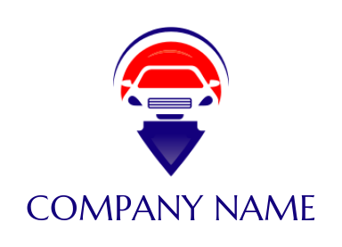 auto logo negative space car in map pin