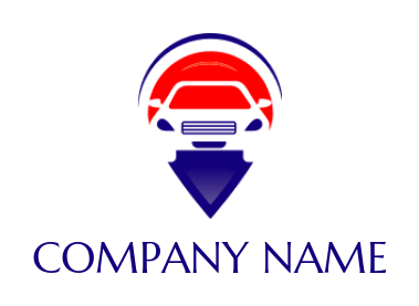 auto logo negative space car in map pin