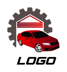 generate an auto logo car in gear shape garage