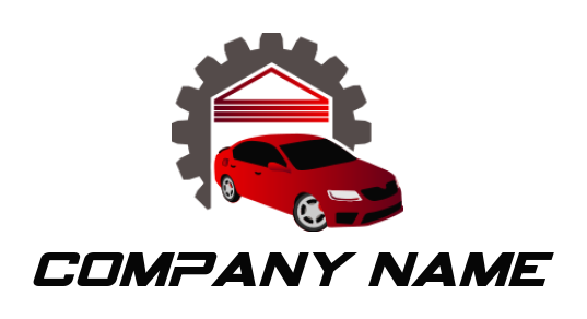 design an auto logo car in gear shape garage - logodesign.net