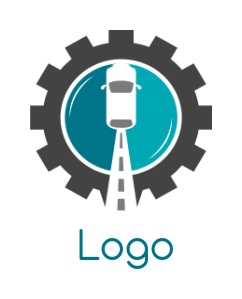 transportation logo car in the gear with road
