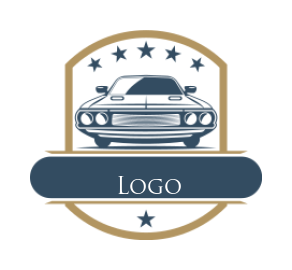 auto logo car with stars and banner in badge