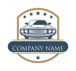 auto logo car with stars and banner in badge