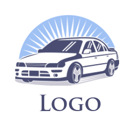 auto logo maker sun rays behind car 