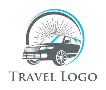 auto logo car with swoosh and sun