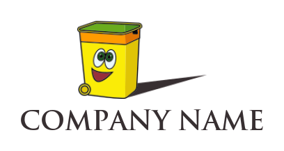 create a cleaning logo cartoon face on dustbin