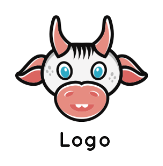generate an animal logo of a cartoon happy cow
