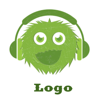 music logo of cartoon monster wearing headphone