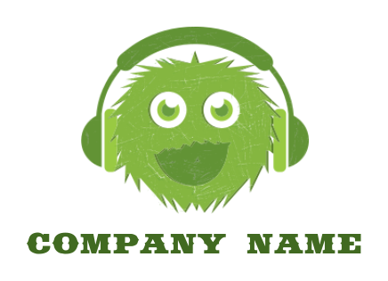 music logo of cartoon monster wearing headphone