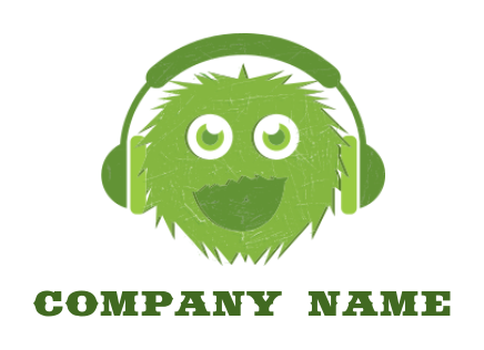 music logo of cartoon monster wearing headphone