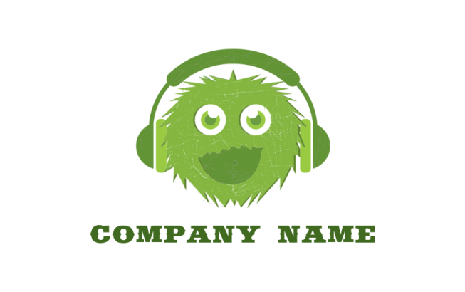 music logo of cartoon monster wearing headphone