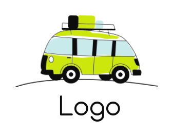 Travel logo cartoon tour bus with luggage