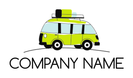 Travel logo cartoon tour bus with luggage