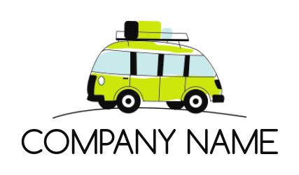 Travel logo cartoon tour bus with luggage