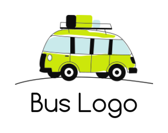 travel logo maker cartoon tour bus with luggage on top - logodesign.net