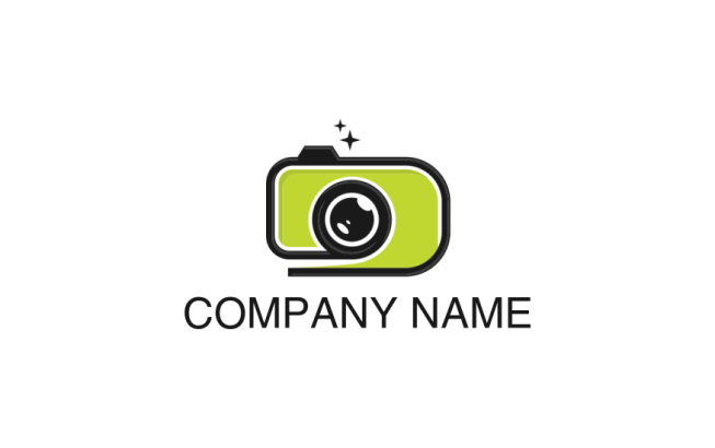 cartoonist camera with shiny stars iconic pictorial mark photography logo template