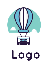 media logo cassette flying with hot air balloon