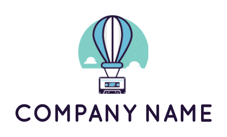 media logo cassette flying with hot air balloon