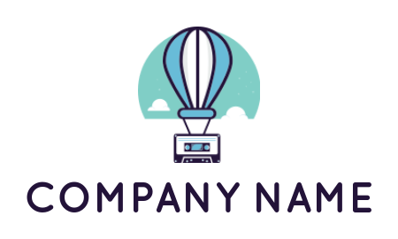 media logo cassette flying with hot air balloon